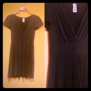 Pleated deep V dress